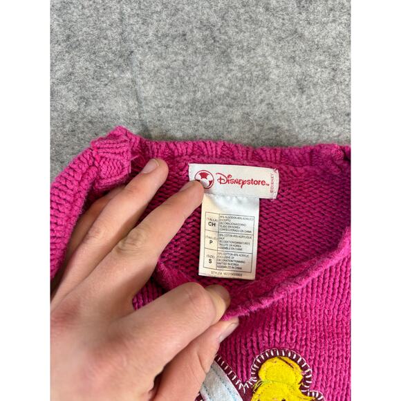 VINTAGE Disney Store Tinker Bell Sweater Girls Small Pink Knit Pullover Fairy - Picture 5 of 6